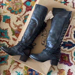Freebird Distressed Leather Lace-Up Boots